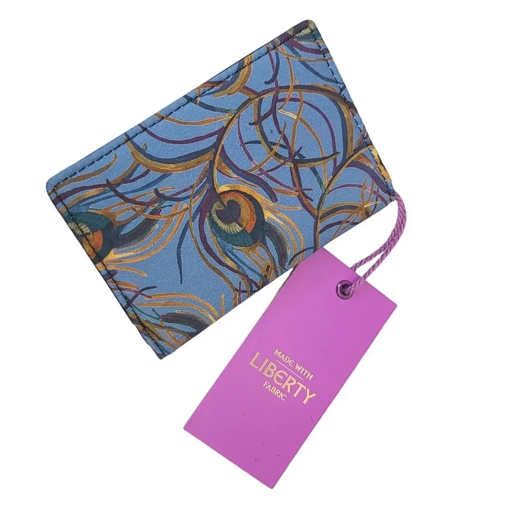 NWT Gianni Feraud Blue Liberty Fabric Leather Cardholder